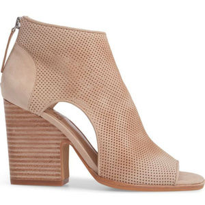 Vince Camuto Open Toe Booties Leather Cream Size 8